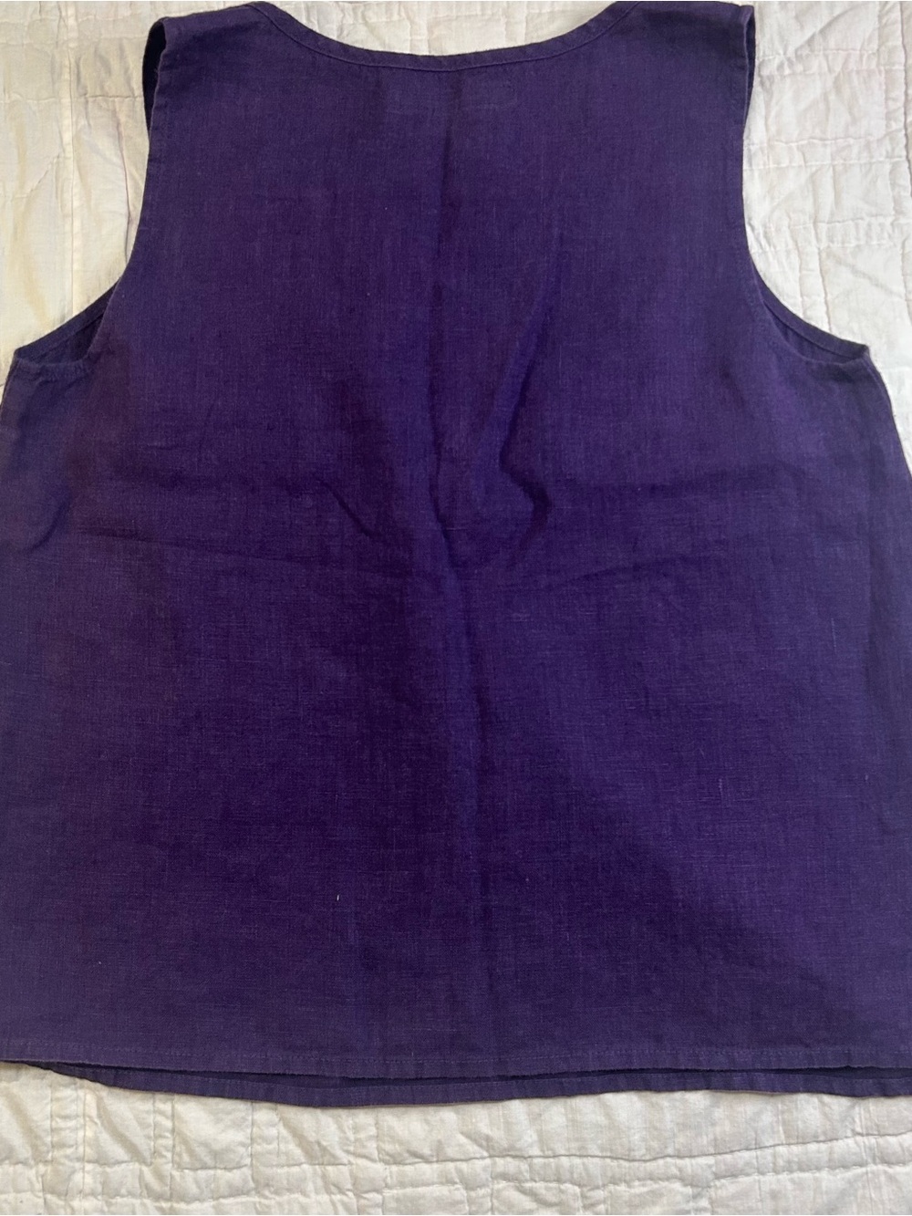 FLAX Linen Tunic Tank Top Purple V Neck Minimalist Lagenlook Artisan Women’s S - Picture 2 of 8